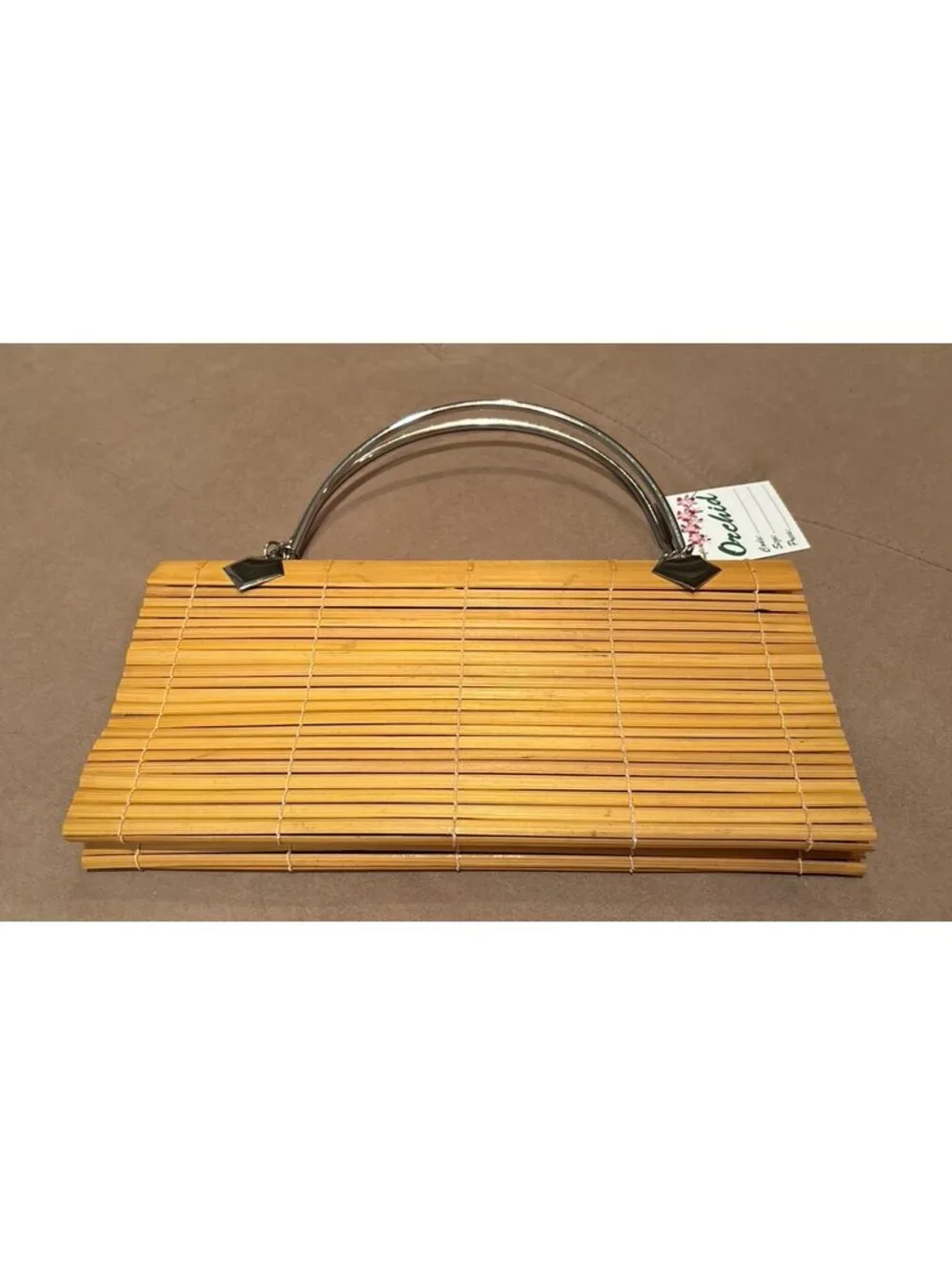 Natural Bamboo Slat Purse- Yellow/Vintage from Bermuda-New with tag